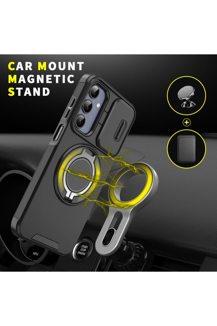 Samsung Galaxy A56 Uyumlu Kılıf Kamera Korumalı Sürgülü 360 Dönebilen Magsafe Stand Tank Kapak
