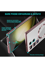 Load image into Gallery viewer, Samsung Galaxy S23 Ultra Uyumlu Kılıf 3D Kamera Lens Korumalı Magsafe Kenarı Renkli Şeffaf Kapak
