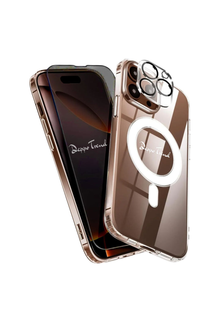 iPhone 16 Pro Max Uyumlu Kılıf Kamera Koruma Camı Hayalet Ekran Koruyucu Şeffaf Magsafe Privacy Cam