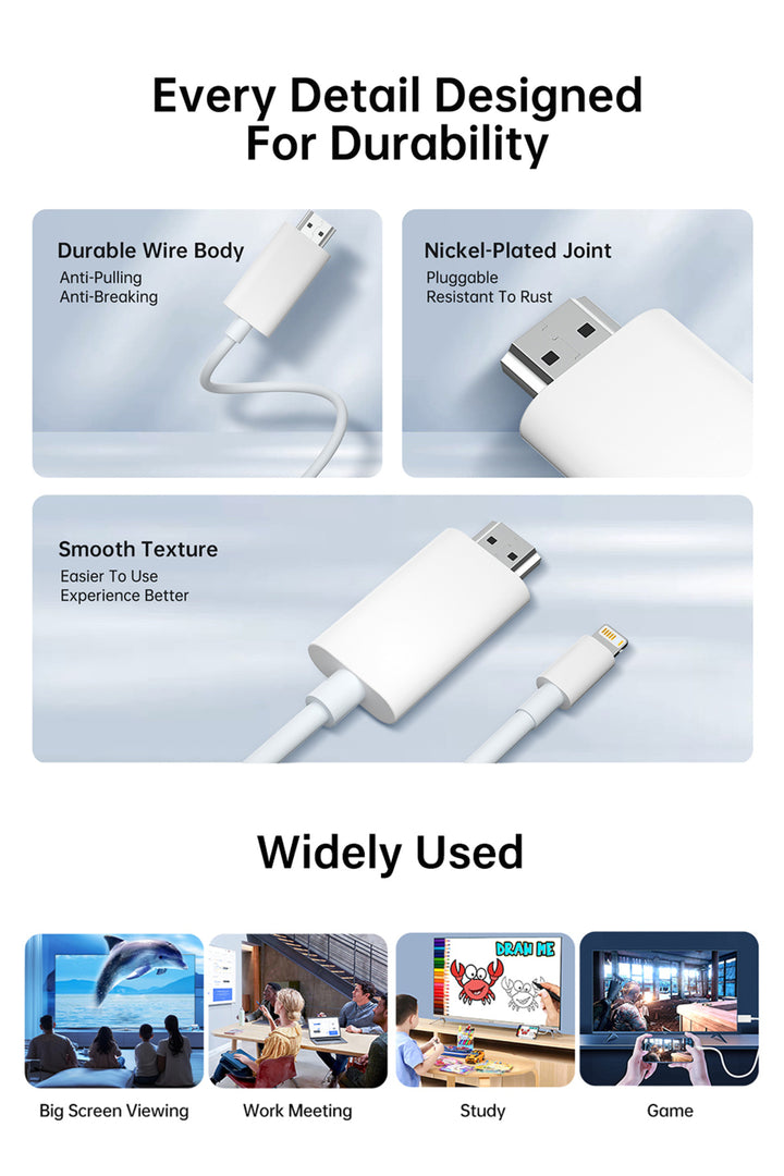iPhone X-11-12-13 Mini-14-14 Plus-14 Pro Max Uyumlu Lightning HDMI Çevirici 4K 1080P 2m Dönüştürücü