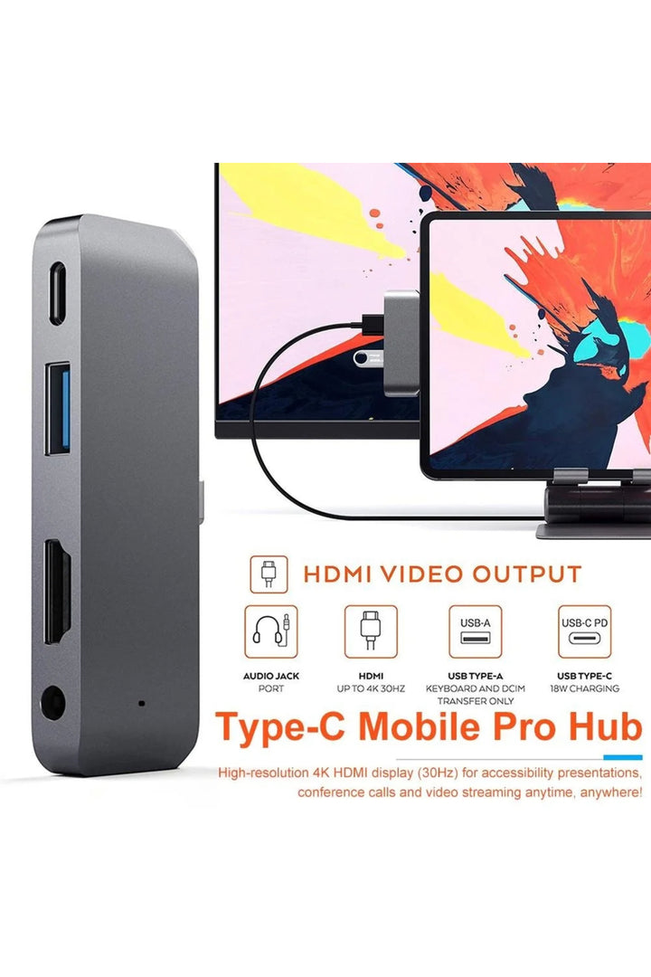 Macbook/iPad/iPhone Uyumlu Type-C HUB 4K 30HZ veya 1080P 60HZ HDMI 3.0 USB 3.5mm Kulaklık Çevirici