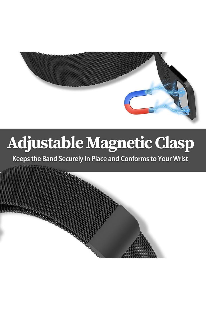 Huawei Watch Fit 3 Uyumlu Kordon Mıknatıslı Ayarlanabilir Paslanmaz Metal Kordon Örgü Hasır Kordon