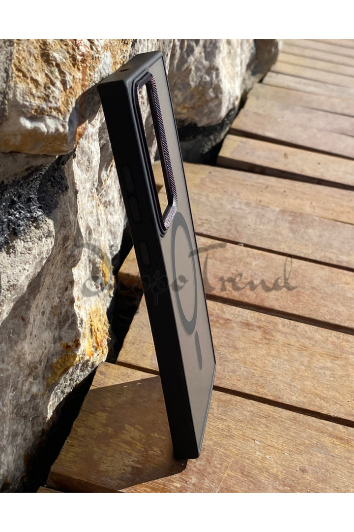 Samsung Galaxy S25 Ultra Uyumlu Kılıf Kamera Çevresi Metalik Mat Magsafe Sararmaya Dayanıklı Kapak