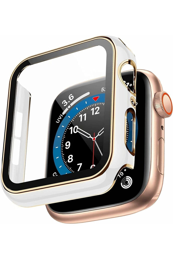 Apple Watch 8 7 41mm Uyumlu Kılıf Ekran ve Kasa Koruyucu Tam Kaplayan Parlak Watch Kasa Koruma