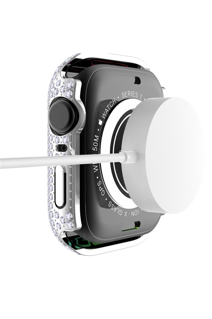 Apple Watch 44mm Uyumlu Kılıf Ekran ve Kasa Koruyucu Parlak Büyük Taşlı Watch Kasa Koruma