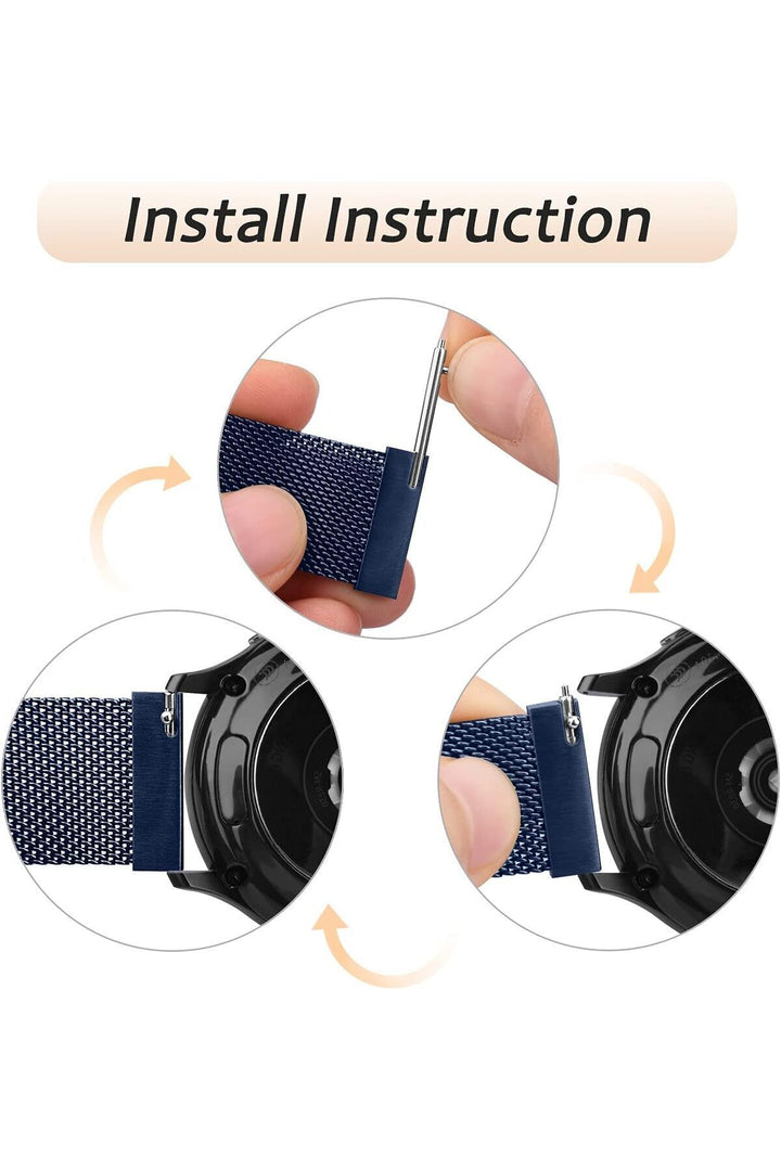 Huawei Watch GT/GT2E/GT2/GT2 Pro/GT3/GT3 Pro/GT4 46mm Uyumlu Kordon Mıknatıslı Parlak İnce Metal