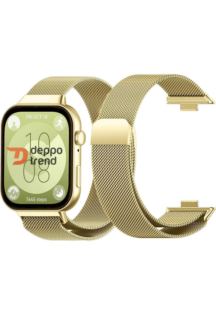 Huawei Watch Fit 3 Uyumlu Kordon Mıknatıslı Ayarlanabilir Paslanmaz Metal Kordon Örgü Hasır Kordon