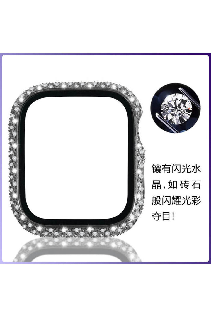 Apple Watch 44mm Uyumlu Kılıf Ekran ve Kasa Koruyucu Parlak Büyük Taşlı Watch Kasa Koruma