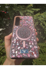 Load image into Gallery viewer, Samsung Galaxy S24/S25 Uyumlu Taşlı Magsafe Kılıf Parlak Taşlı Simli Koruyucu Kablosuz Şarj Silikon
