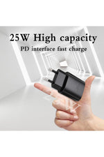 Load image into Gallery viewer, Samsung Galaxy S20/S21/S22/S23 Fe/S24 Plus/S24 Ultra Uyumlu Hızlı Şarj Adaptörü 25W USB-C Type-C PD
