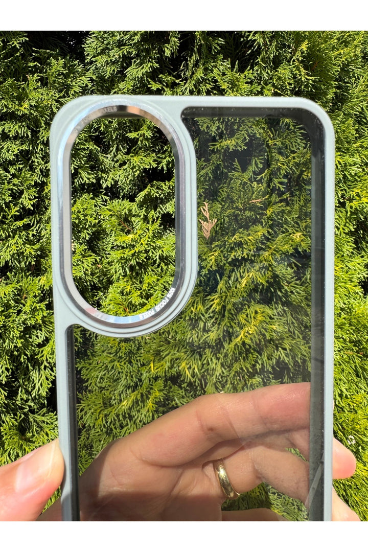 Samsung Galaxy S23 Fe Uyumlu Kılıf Siyah Transparan Şeffaf Kamera Çevresi Metal Koruyucu Silikon