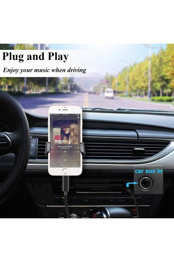 iPhone Uyumlu Aux Kablosu Lightning To 3.5mm Jack Çevirici Dönüştürücü Beyaz Bluetooth Gerektirmez