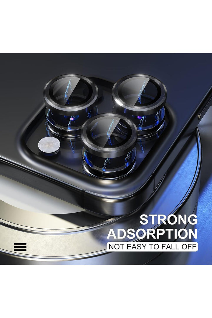 İphone 15 Pro/iphone 15 Pro Max Uyumlu Kamera Lens Koruyucu Dayanıklı Renkli Metal Temperli Cam