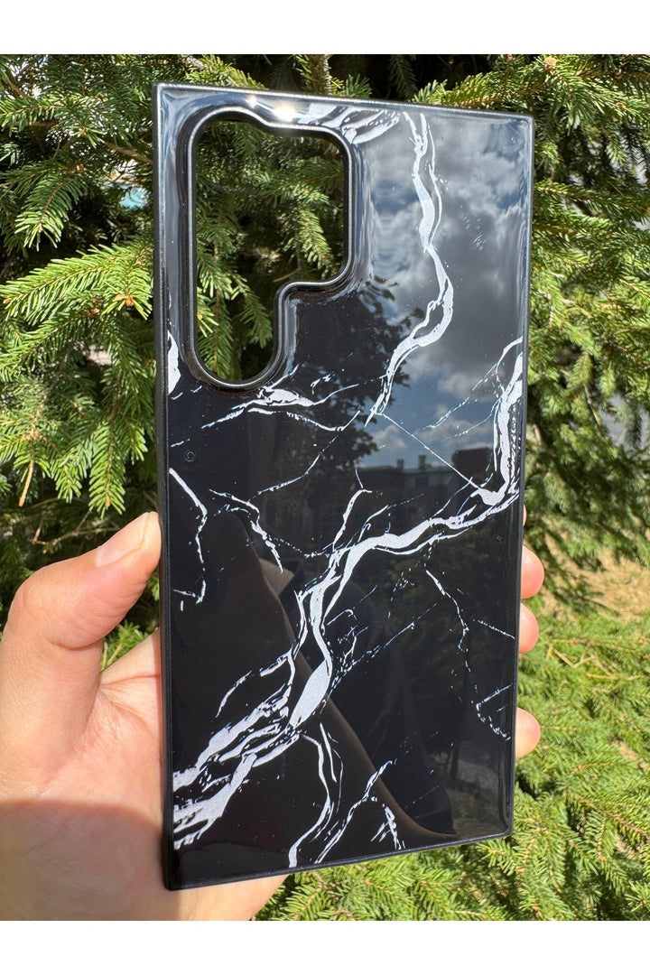 Samsung Galaxy S23 Ultra Uyumlu Kılıf Parlak Mermer Desenli Kamera Kenar Koruyuculu Arka Kapak