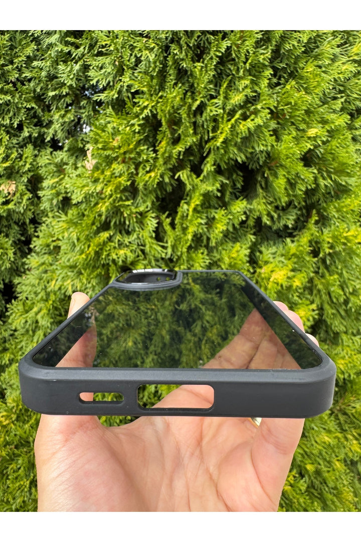 Samsung Galaxy S23 Fe Uyumlu Kılıf Siyah Transparan Şeffaf Kamera Çevresi Metal Koruyucu Silikon