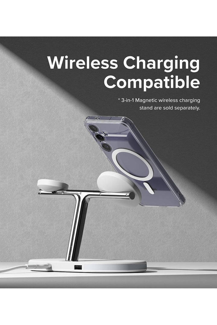 Samsung Galaxy S24 Uyumlu Kılıf Kamera Çıkıntılı Şeffaf Magsafe Kablosuz Şarj Destekli Kapak