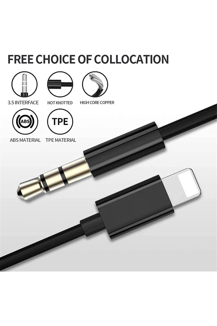 iPhone Uyumlu Aux Kablosu Lightning To 3.5mm Jack Çevirici Dönüştürücü Beyaz Bluetooth Gerektirmez