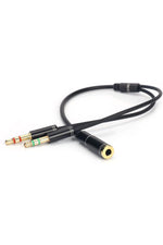 Load image into Gallery viewer, Aux To 2x Aux Kablo 3.5mm Jack Çevirici Mikrofon ve Kulaklk Çoklayıcı Dönüştürücü Aux Stereo Adaptör
