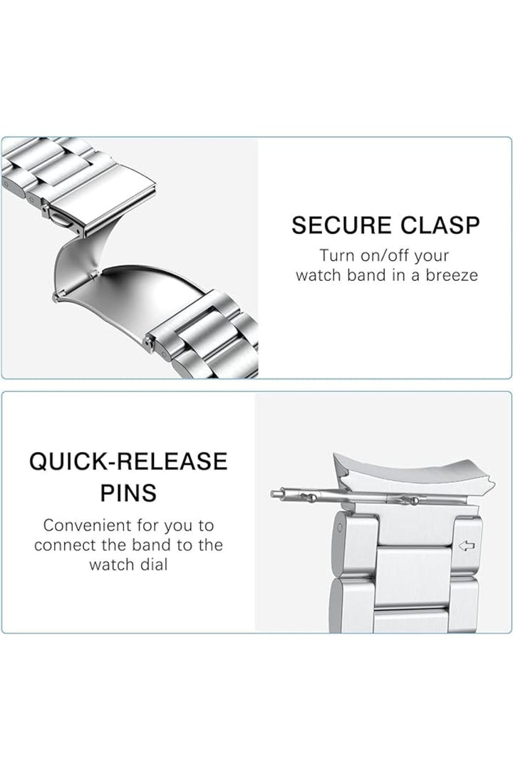 Huawei Watch GT2E/GT2/GT2 Pro/GT3/GT3 Pro/GT4 46mm Uyumlu Kordon Ayarlanablir Paslanmaz Parlak Metal