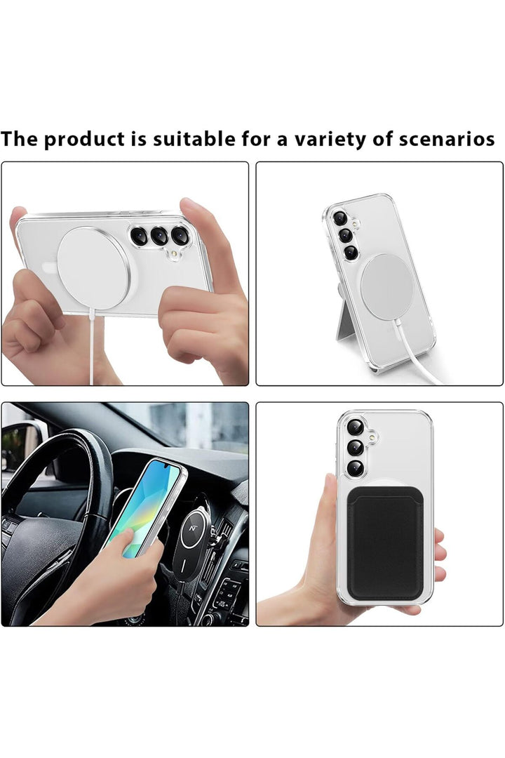 Samsung Galaxy A26 Uyumlu Kılıf Kamera Çıkıntılı Şeffaf Magsafe Kılıf Kablosuz Şarj Destekli Kapak
