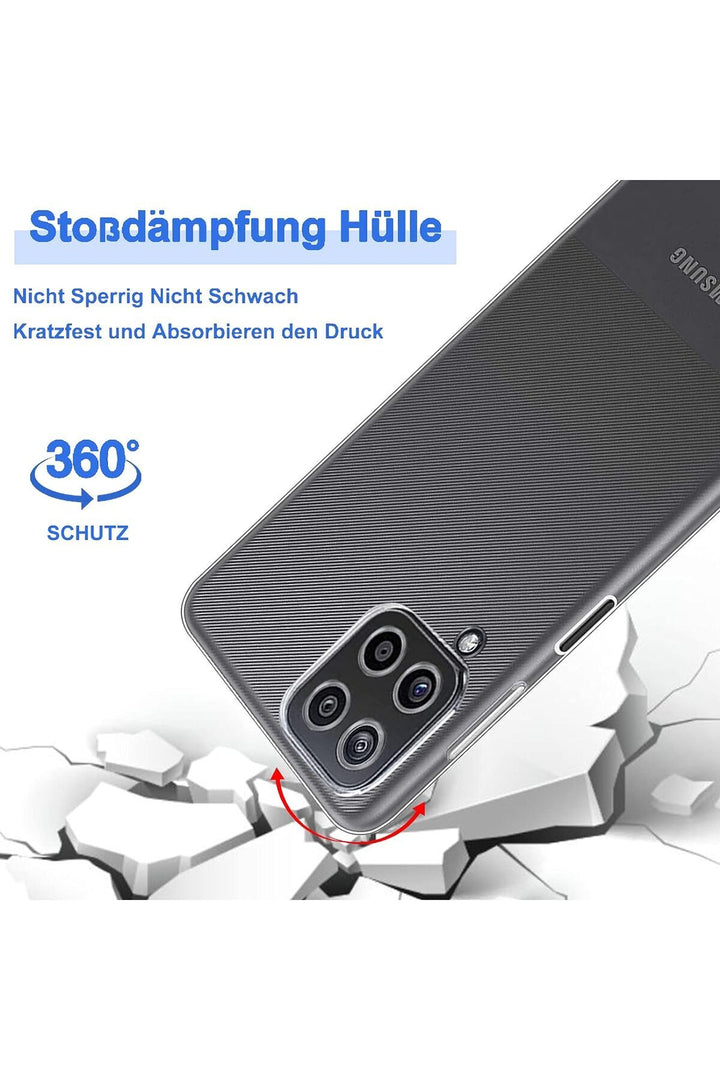 Samsung Galaxy M22 Uyumlu Kılıf 3d Kamera Korumalı Darbe Önleyici Şeffaf Transparan Esnek Silikon