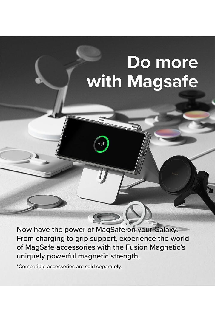 Samsung Galaxy Z Fold 6 Uyumlu Kılıf Kamera Çıkıntılı Şeffaf Magsafe Kablosuz Şarj Destekli Kapak