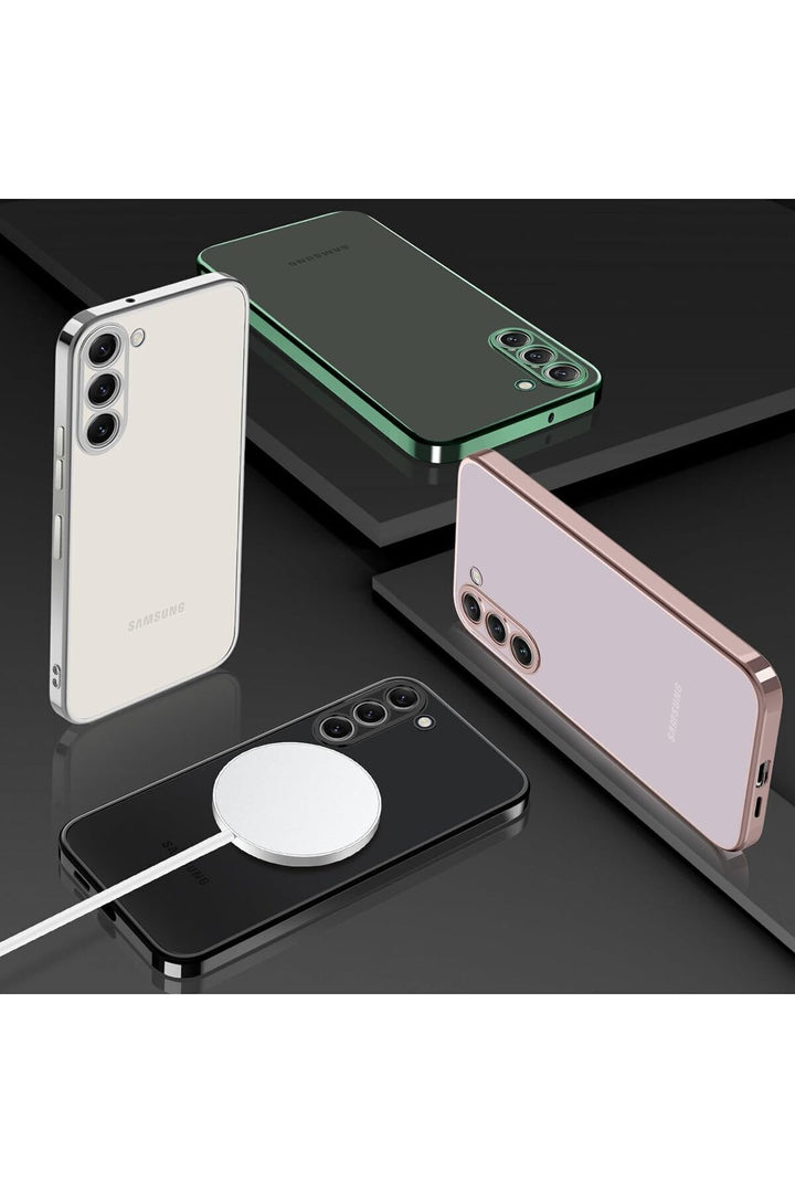 Samsung Galaxy S24 Fe Uyumlu Kılıf Kenarları Renkli Kamera Korumalı Dayanıklı Şeffaf Silikon Kapak