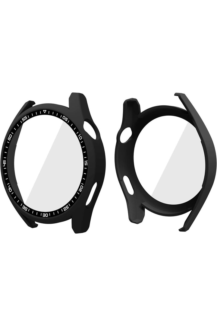 Huawei GT4 46mm Uyumlu Kılıf Siyah Kasa ve Ekran Koruyucu Siyah Kadranlı Ekran ve Kasa Koruma Kapak