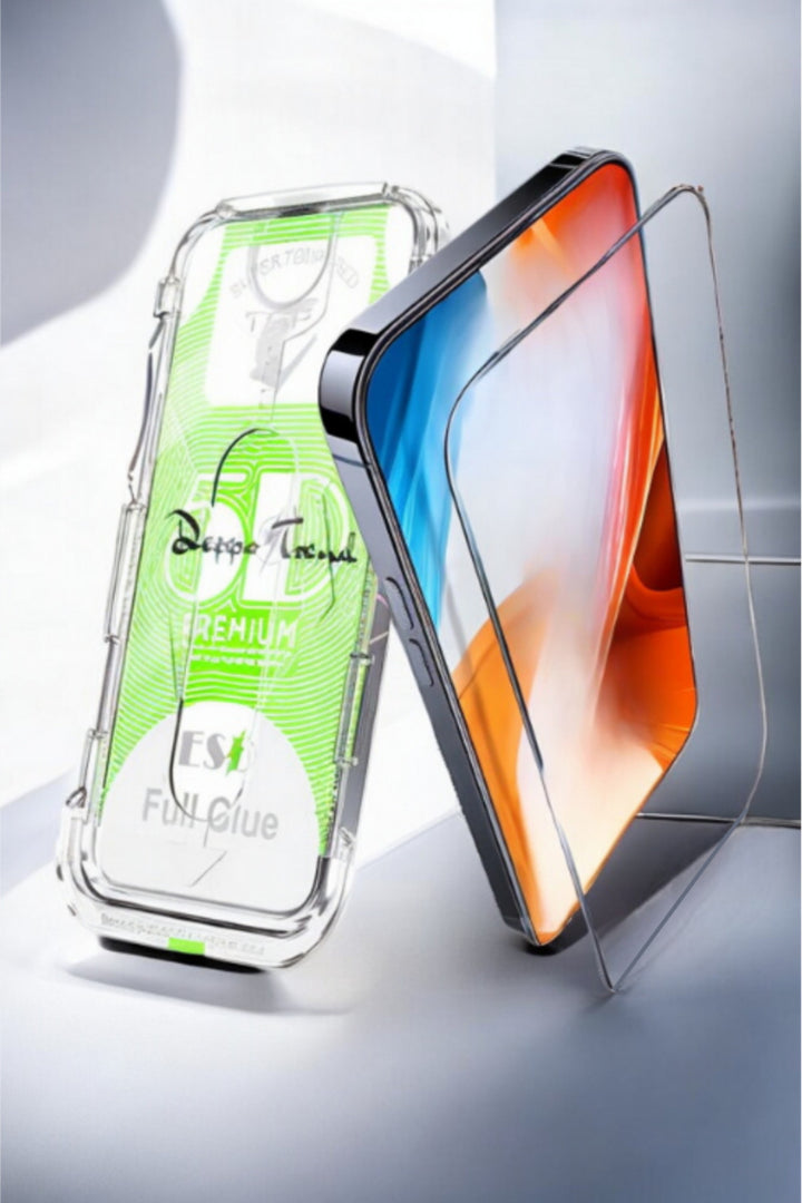 iPhone 16 Plus Uyumlu Ekran Koruyucu Takma Aparatlı Kolay Kurulum Darbelre Dayanklı Temperli Cam