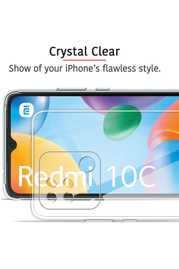 Xiaomi Redmi 10C/PocoC40 Uyumlu Kılıf 3D Kamera Korumalı Darbe Önleyici Şeffaf Esnek Silikon Kapak