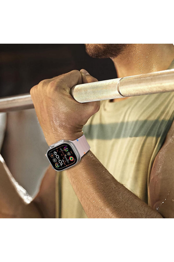 Apple Watch 42/44/45/46/49mm Uyumlu Kordon Esnek Silikon Suya ve Toza Dayanıklı Renkli Ayarlanabilir