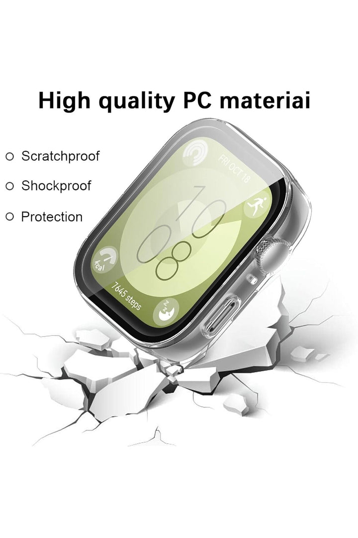 Huawei Watch Fit 3 Uyumlu Kılıf Ekran ve Kasa Koruyucu Şeffaf Kasa Koruma Çerçeve Guard 360 Koruma