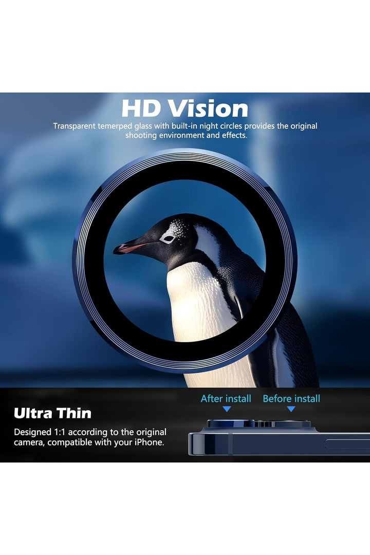 iPhone 15 Pro Max Uyumlu Kamera Lens Koruyucu Dayanıklı Renkli Metal Temperli Cam Kamera Lens Koruma