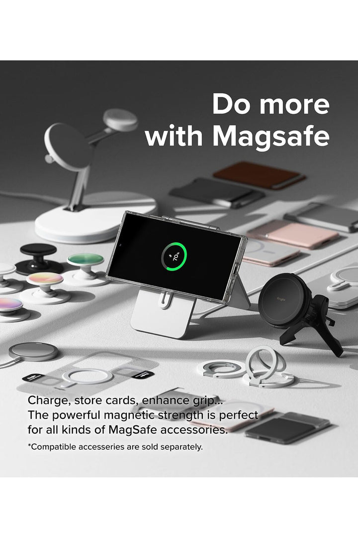 Samsung Galaxy S24 Ultra Uyumlu Kılıf Kamera Çıkıntılı Şeffaf Magsafe Kablosuz Şarj Destekli Kapak