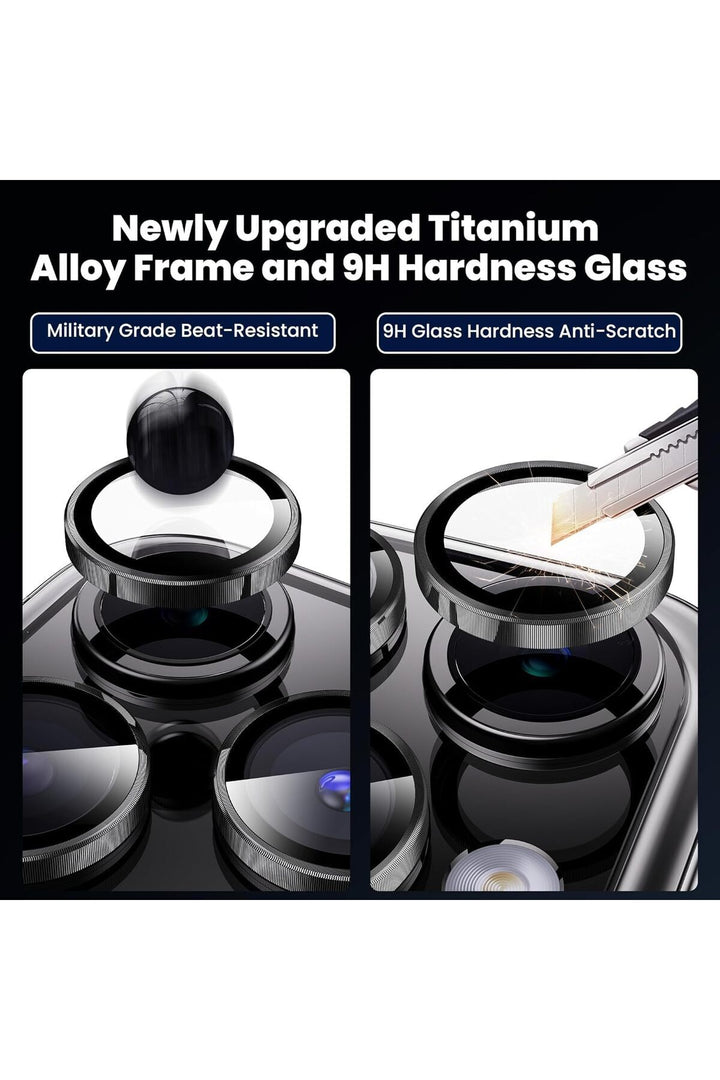 iPhone 15 Pro Max Uyumlu Kamera Lens Koruyucu Dayanıklı Renkli Metal Temperli Cam Kamera Lens Koruma