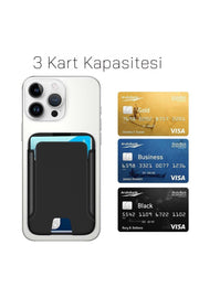 iPhone 12/13 Mini/14/15 Plus/16/17 Pro Max Uyumlu Magsafe Kartlık 3 Kart Kapasiteli Stand Olabilir