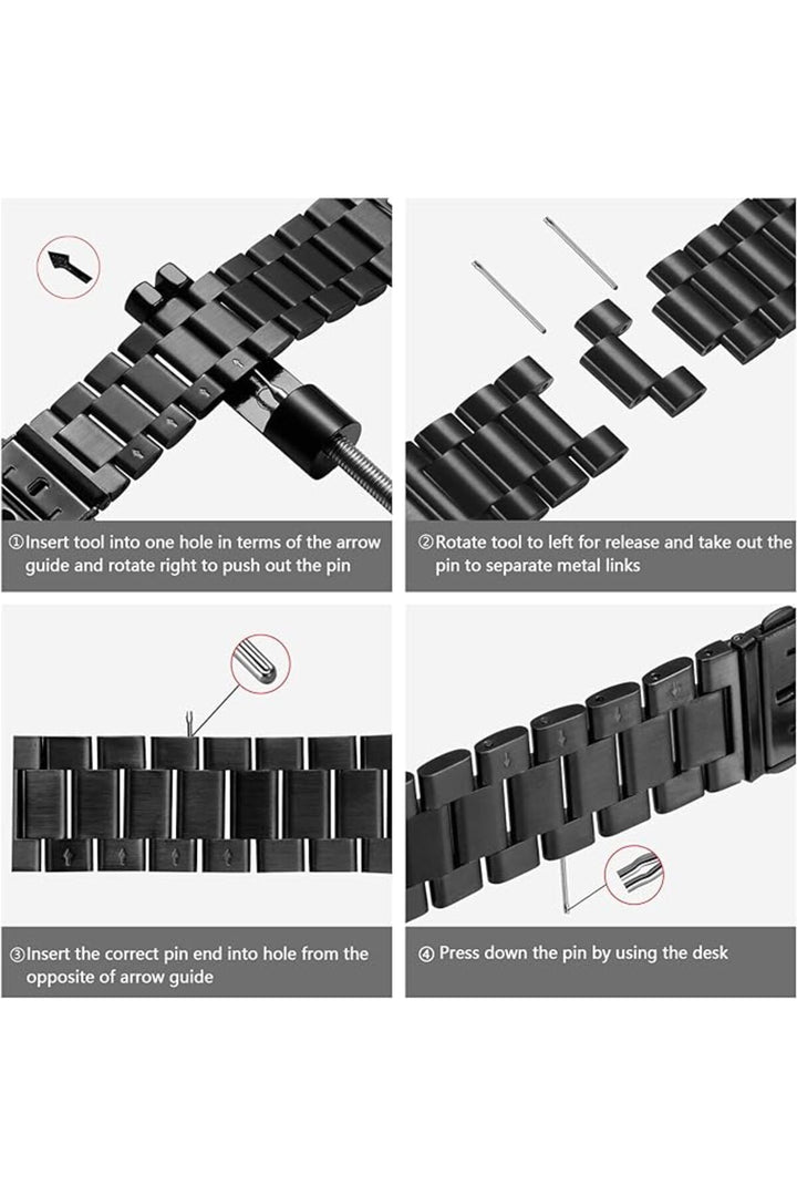 Apple Watch 9 8 7 6 5 4 3 2 Se 42mm/44mm/45mm/49mm Uyumlu Kordon Ayarlanablir Parlak Metal Paslanmaz