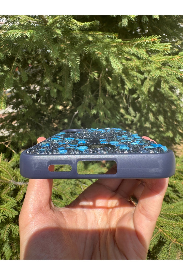 Samsung Galaxy A36 Uyumlu Taşlı Magsafe Kılıf Parlak Taşlı Simli Koruyucu Kablosuz Şarj Silikn Kapak