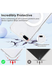 iPhone 7 Plus Uyumlu Kılıf Kamera Çıkıntılı Şeffaf Magsafe Kablosuz Şarj Destekli Kapak