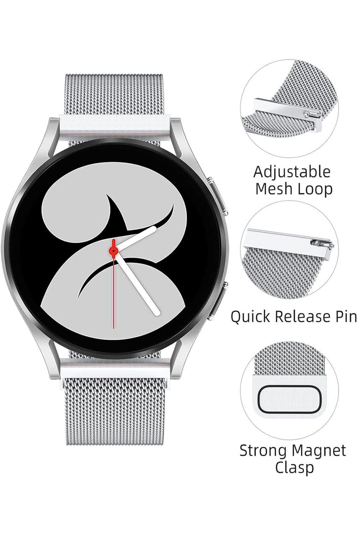 Huawei Watch GT/GT2E/GT2/GT2 Pro/GT3/GT3 Pro/GT4 46mm Uyumlu Kordon Mıknatıslı Parlak İnce Metal