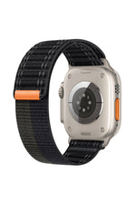 Load image into Gallery viewer, Apple Watch 44mm/45mm/46mm/49mm Uyumlu Kordon Bakla Bölmeli Dizayn Hasır Cırt Dokuma Kumaş Kordon
