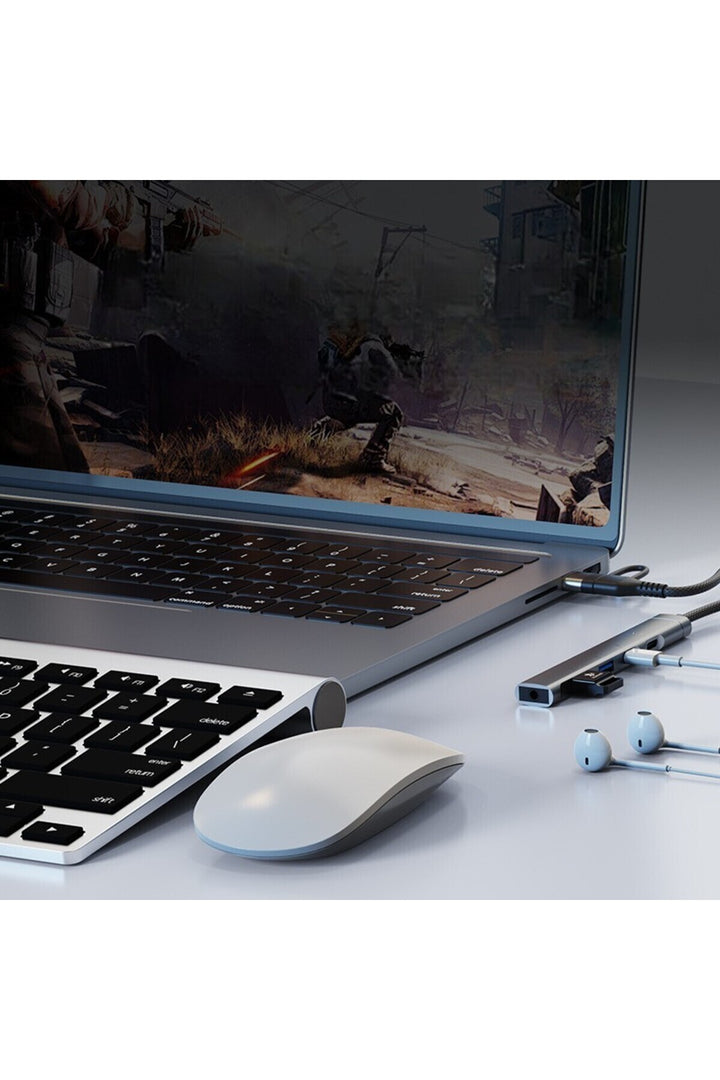PC/iPad/Macbook/iPhone 15 Plus/16/17 Pro Max Uyumlu Type-C/USB To USB/Type-C/3.5mm Jack Çevirici HUB