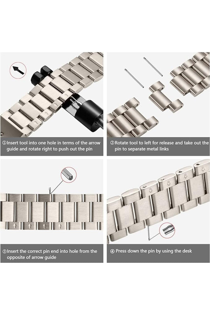 Apple Watch 9 8 7 6 5 4 3 2 1 Se 38mm/40mm/41mm Uyumlu Kordon Ayarlanabilir Parlak Metal Paslanmaz