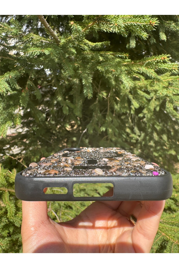 Samsung Galaxy S24/S25 Uyumlu Taşlı Magsafe Kılıf Parlak Taşlı Simli Koruyucu Kablosuz Şarj Silikon