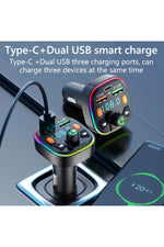 Load image into Gallery viewer, Bluetooth Araç Kiti Araç Fm Transmitter USB Type-C SD Kart MP3 PD Flash Için Uygun Çakmaklık Girişli
