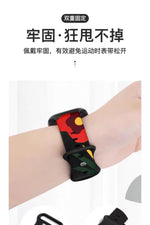 Load image into Gallery viewer, Apple Watch 9 8 7 6 5 4 3 2 1 Se 41mm Uyumlu Kordon Silikon Flower Desenli Black Unity Spor Kordon
