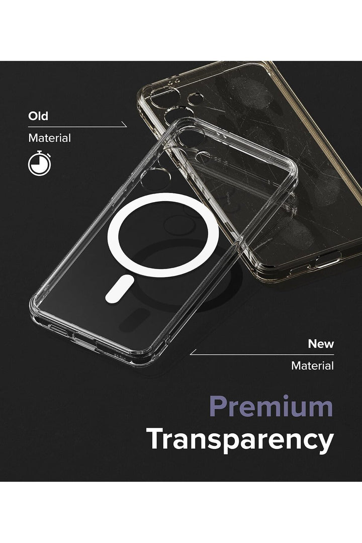 Samsung Galaxy S24 Uyumlu Kılıf Kamera Çıkıntılı Şeffaf Magsafe Kablosuz Şarj Destekli Kapak