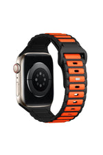 Load image into Gallery viewer, Apple Watch 10/9/8/7/6/SE/Ultra Uyumlu 42/44/45/46/49mm Çift Renkli Bakla Desen Silikon Spor Kordon

