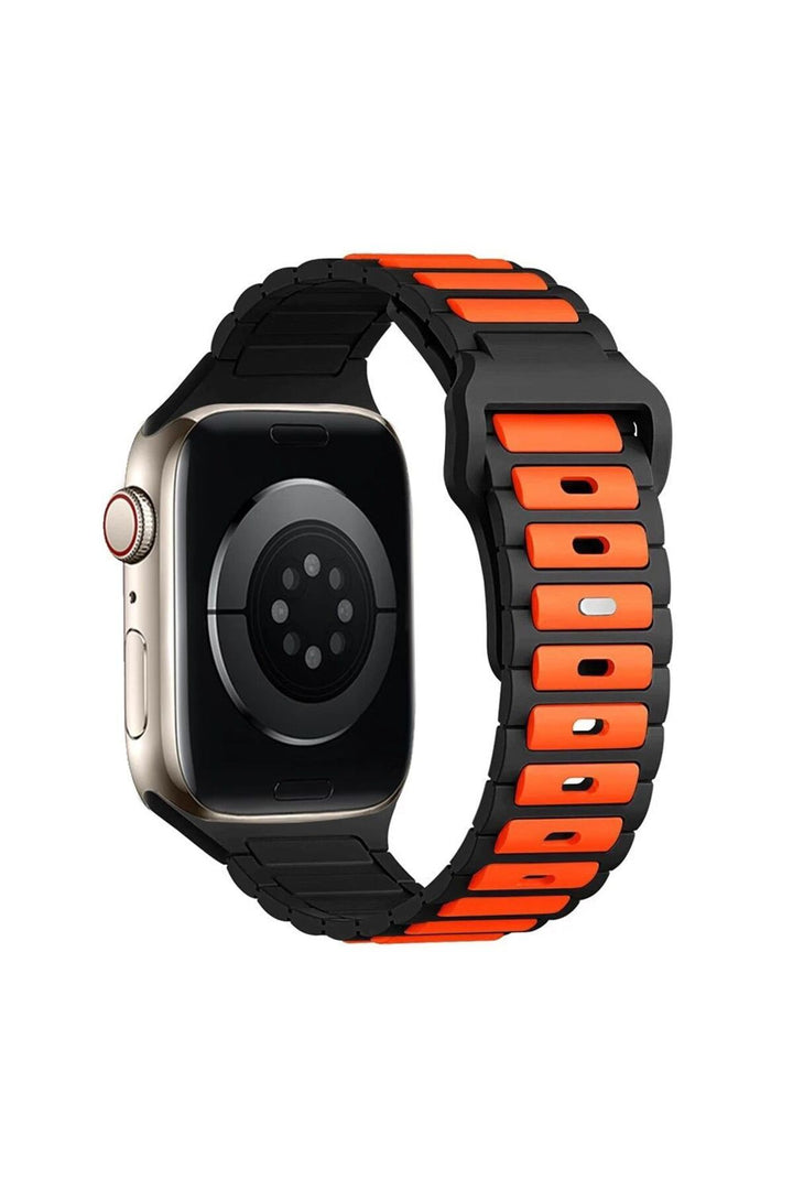 Apple Watch 10/9/8/7/6/SE/Ultra Uyumlu 42/44/45/46/49mm Çift Renkli Bakla Desen Silikon Spor Kordon