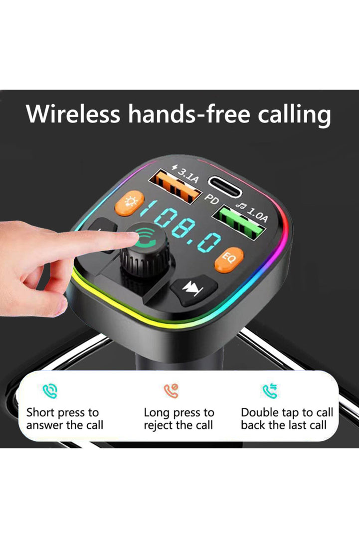 Bluetooth Araç Kiti Araç Fm Transmitter USB Type-C SD Kart MP3 PD Flash Için Uygun Çakmaklık Girişli